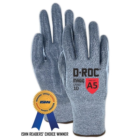 Magid Coated Gloves, Silicone, 6 Abrasion Level, Salt & Pepper, 1 PR GPD487-5